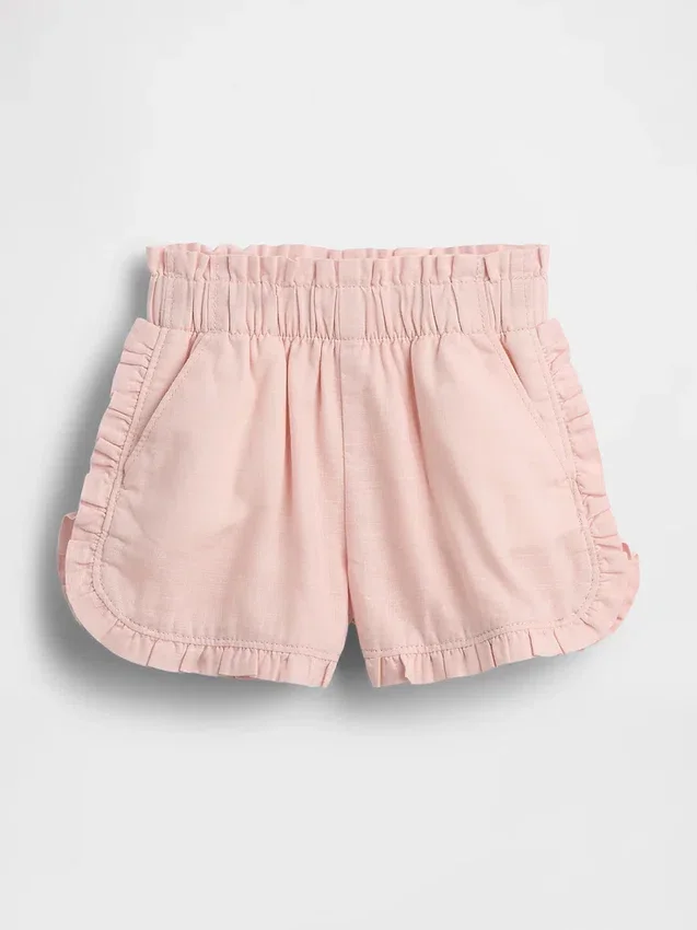 Baby & Småbarn-shorts i linne-bomullsblandning med volanger och delfinmotiv