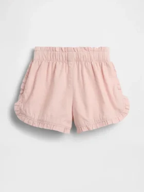 Baby & Småbarn-shorts i linne-bomullsblandning med volanger och delfinmotiv