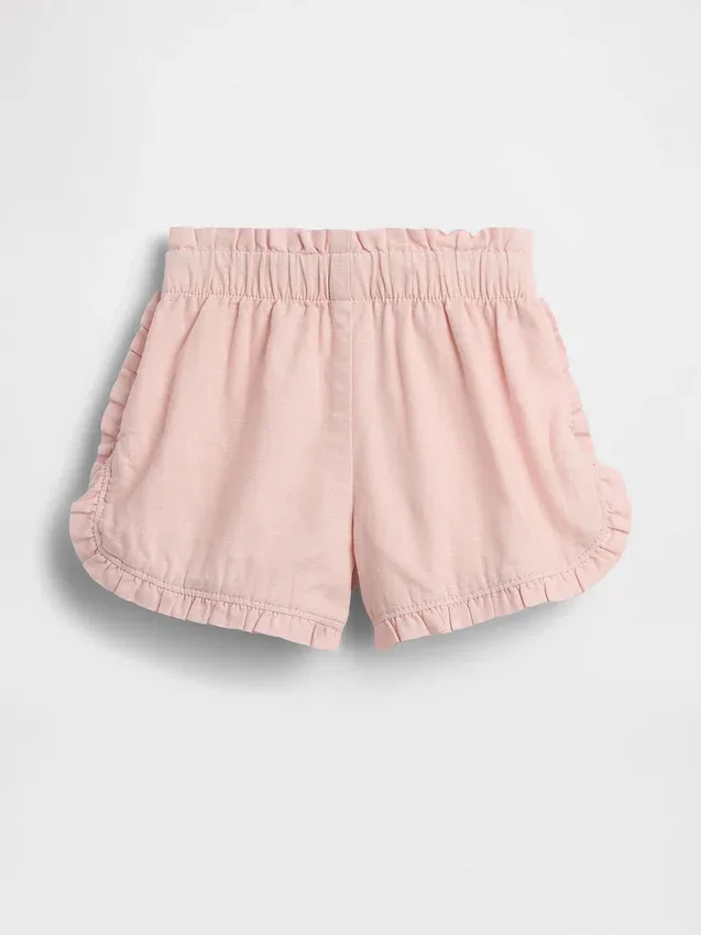 Baby & Småbarn-shorts i linne-bomullsblandning med volanger och delfinmotiv