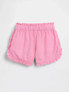 Baby & Småbarn-shorts i linne-bomullsblandning med volanger och delfinmotiv