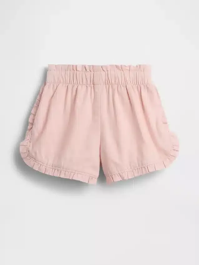 Baby & Småbarn-shorts i linne-bomullsblandning med volanger och delfinmotiv