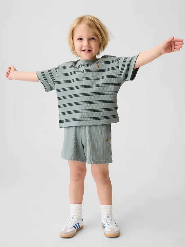 Baby & Småbarn-shorts i våffelstickning med dragkedja