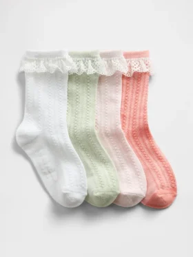 Baby & Småbarn-strumpor med spetskant och pointelle-mönster (4-pack)