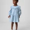 Baby & Småbarns denim-klänning med volanger och hjärtmotiv