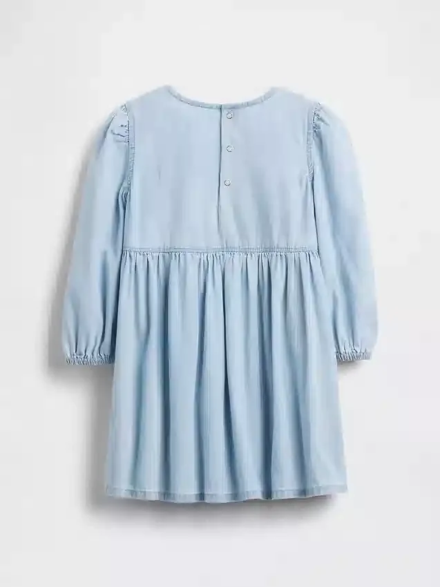 Baby & Småbarns denim-klänning med volanger och hjärtmotiv