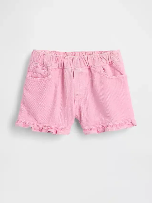 Baby & Småbarns denim shorts med volanger och dragkedja