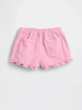 Baby & Småbarns denim shorts med volanger och dragkedja