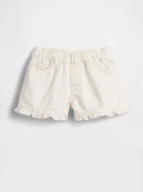 Baby & Småbarns denim shorts med volanger och dragkedja