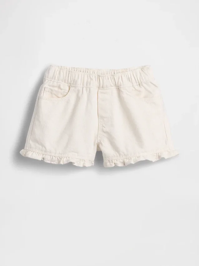 Baby & Småbarns denim shorts med volanger och dragkedja