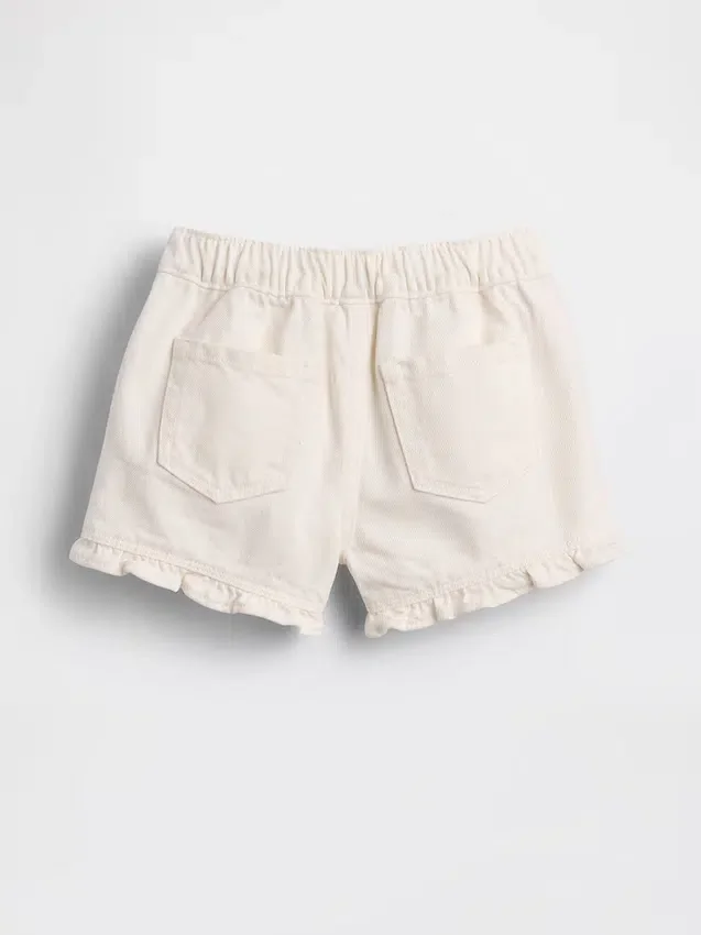 Baby & Småbarns denim shorts med volanger och dragkedja
