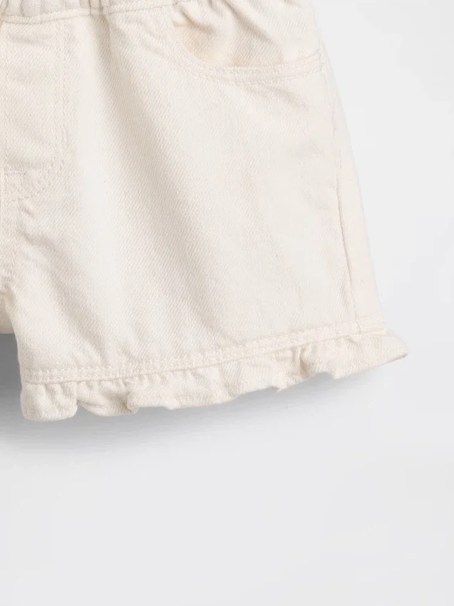 Baby & Småbarns denim shorts med volanger och dragkedja