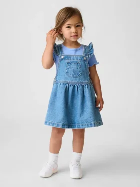 Baby & Småbarnskjol i denim med björnficka