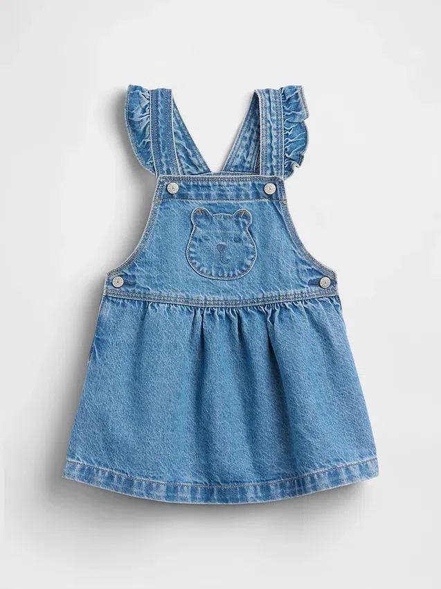 Baby & Småbarnskjol i denim med björnficka
