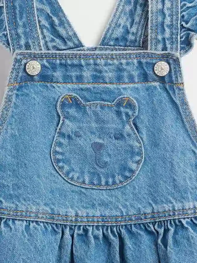 Baby & Småbarnskjol i denim med björnficka