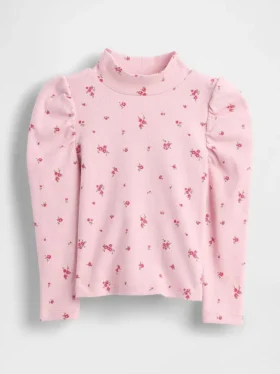 Baby & Småbarnströja med puffärmar, ribbad och hög hals