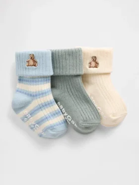 Baby-strumpor med vikbar resår (3-pack)