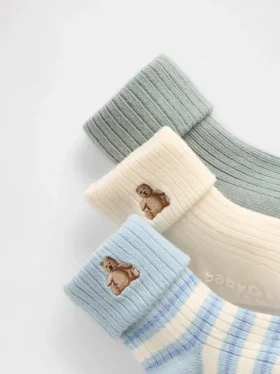 Baby-strumpor med vikbar resår (3-pack)