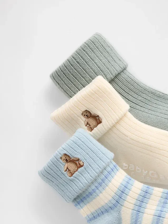 Baby-strumpor med vikbar resår (3-pack)
