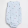 Babybodysuit i bomullsgasväv med Henley-krage och ficka
