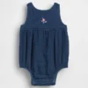 Babybodysuit i bomullsgasväv och denim