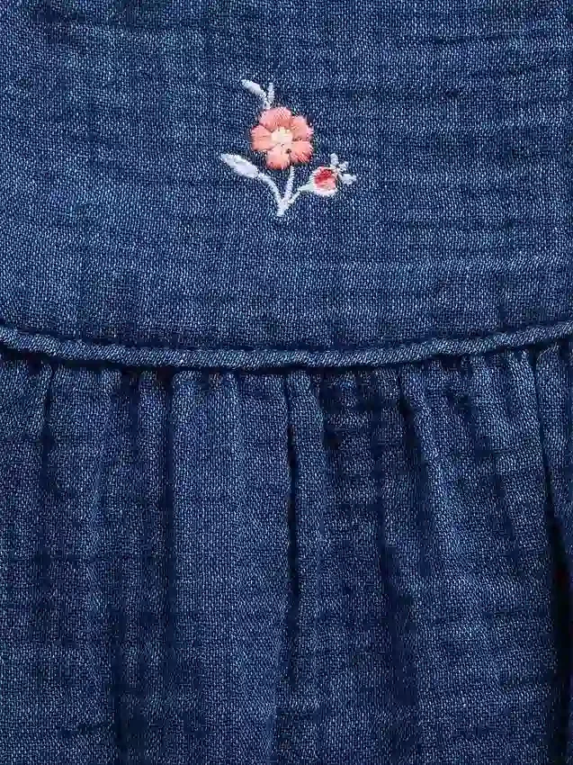 Babybodysuit i bomullsgasväv och denim