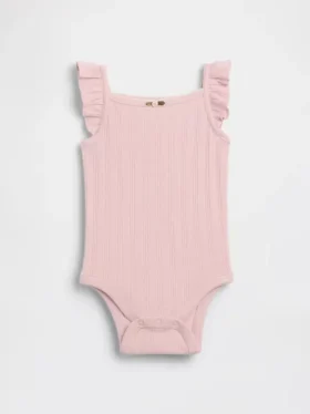 Babybodysuit i ribbad pointelle