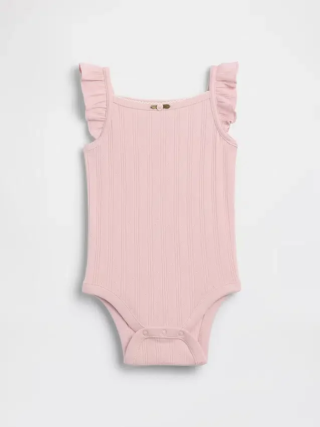 Babybodysuit i ribbad pointelle