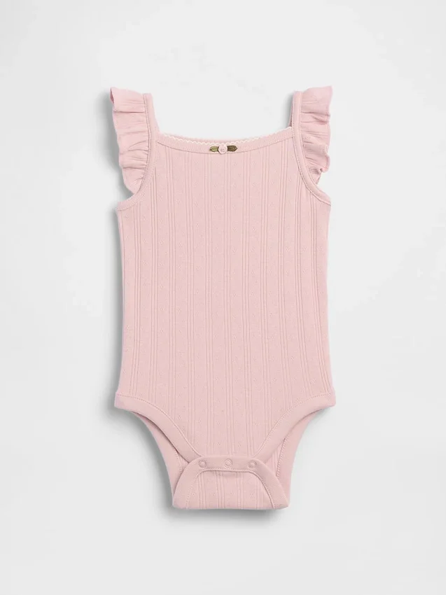Babybodysuit i ribbad pointelle