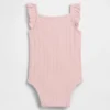Babybodysuit i ribbad pointelle