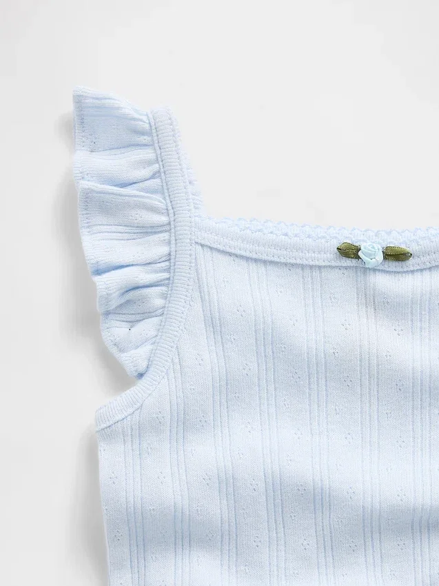 Babybodysuit i ribbad pointelle