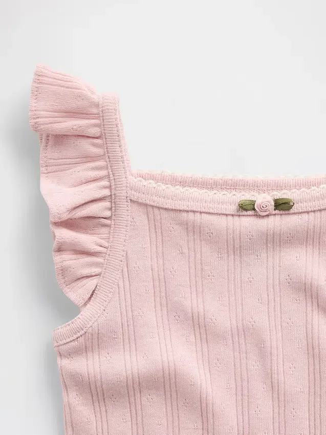 Babybodysuit i ribbad pointelle