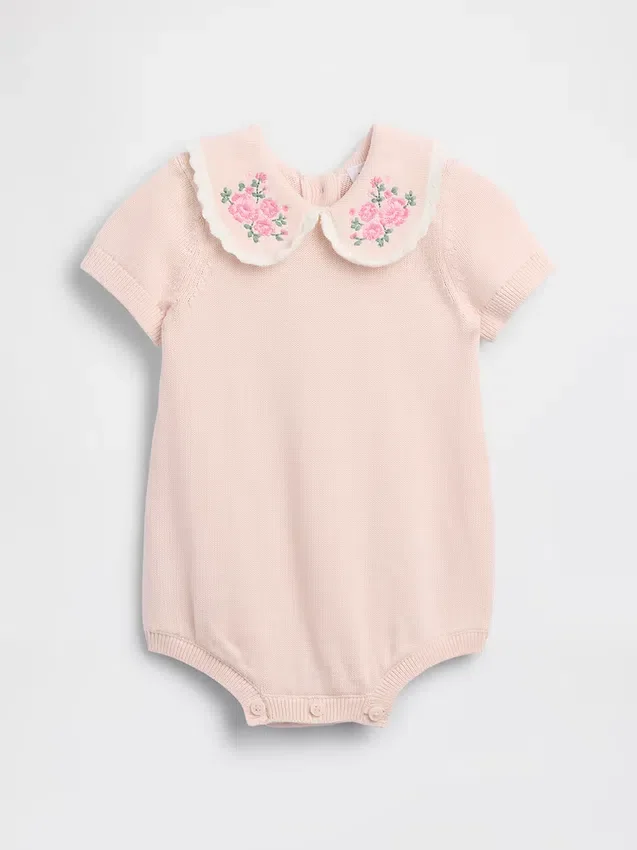 Babybodysuit med broderad krage