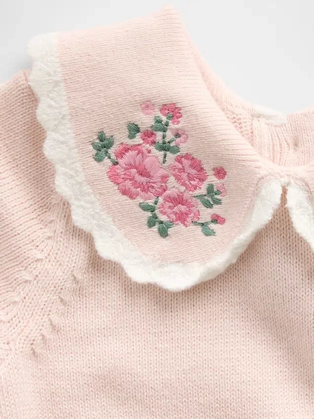Babybodysuit med broderad krage
