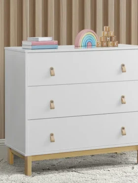 babyGap Legacy byrå med 3 lådor, läderhandtag och lådor som låser sig i varandra