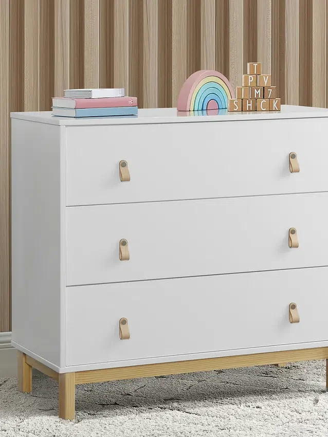 babyGap Legacy byrå med 3 lådor, läderhandtag och lådor som låser sig i varandra