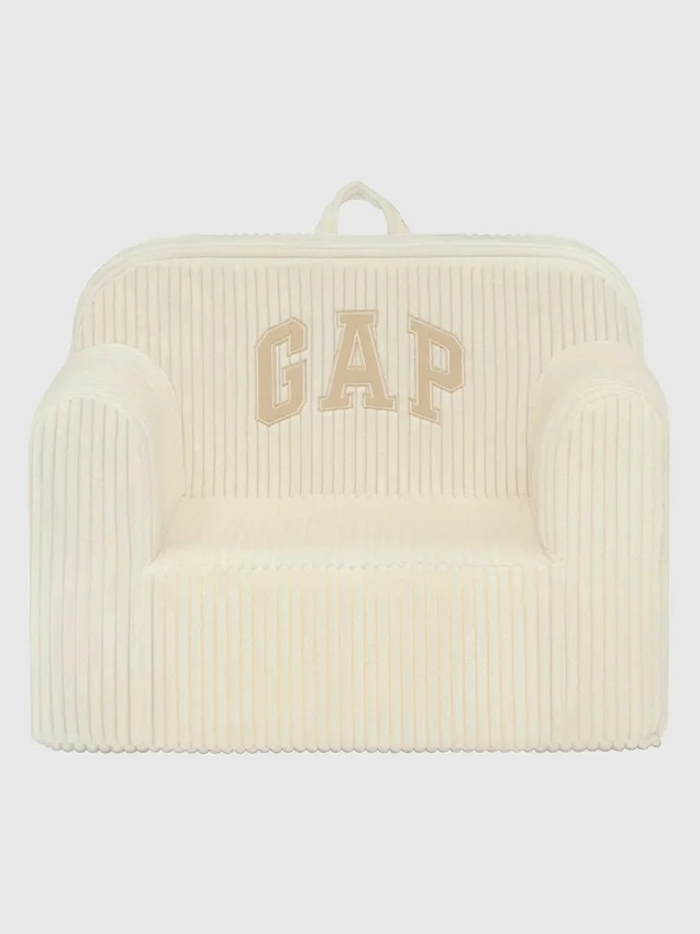 babyGap-stol i ribbad velour med skumfyllning och logotyp