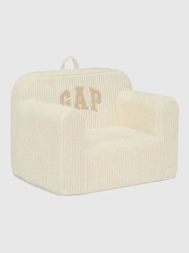 babyGap-stol i ribbad velour med skumfyllning och logotyp