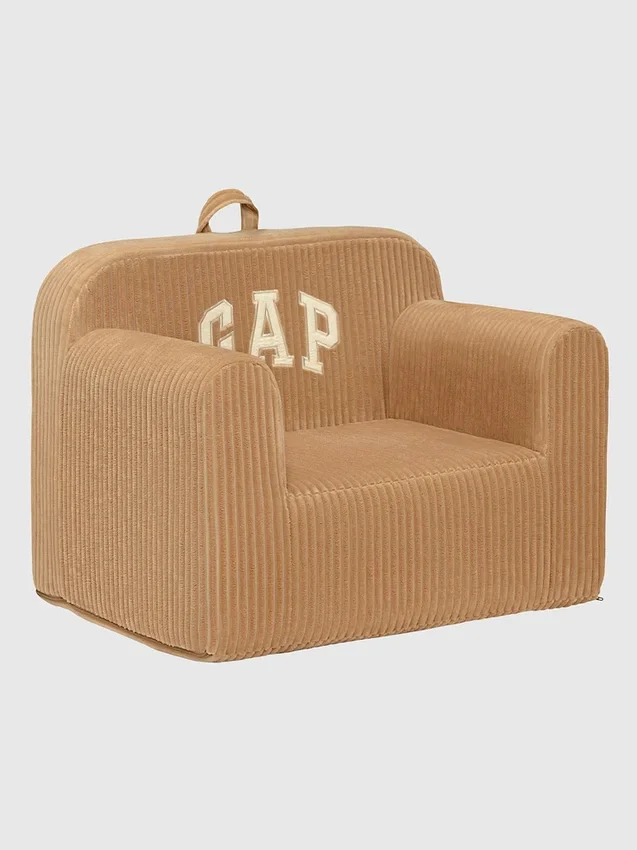 babyGap-stol i ribbad velour med skumfyllning och logotyp