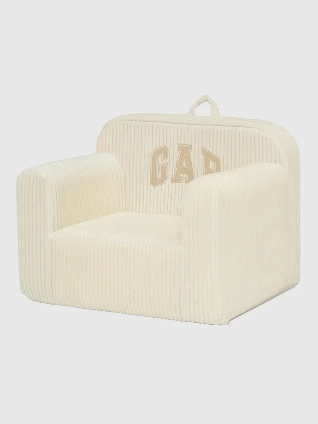 babyGap-stol i ribbad velour med skumfyllning och logotyp