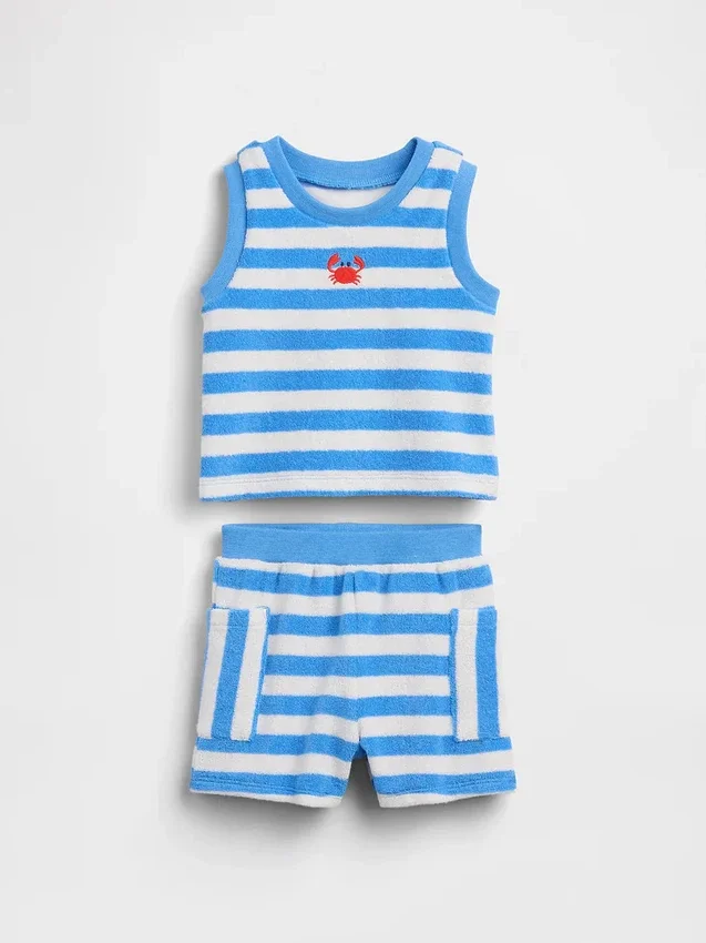 Babyhandduksset i frotté med ränder