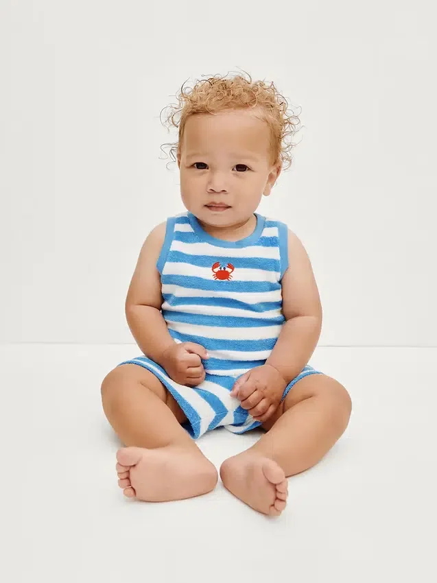 Babyhandduksset i frotté med ränder