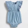 Babyheldress i denim med hålkanter