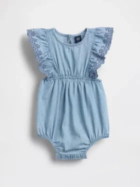 Babyheldress i denim med hålkanter