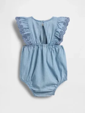 Babyheldress i denim med hålkanter