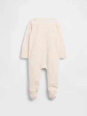 Babyheldress i ekologisk bomull med blommönster och fötter