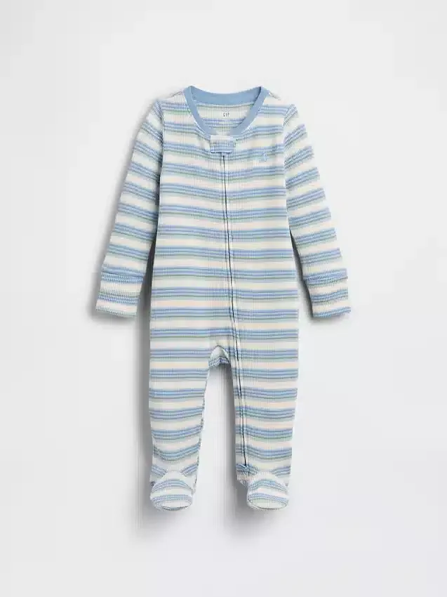Babyheldress med fötter i våffelmönster