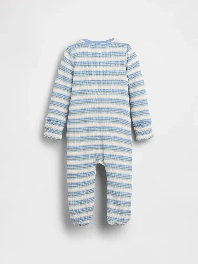 Babyheldress med fötter i våffelmönster