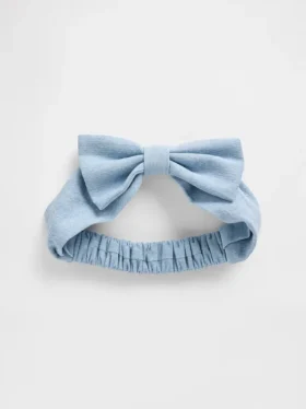 Babyhårband i denim med rosett