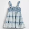Babyklänning i denim med volanger