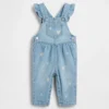 Babyoverall i denim med broderade blommor